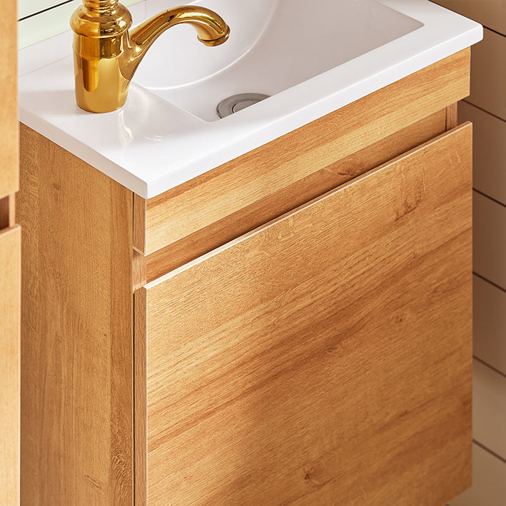 Narrow Sink Cabinet - Compact wastafelmeubel - Ruimtebesparende opslag - Maximaliseer de badkamerruimte - 41x52x24cm Kast - 40x50x14cm Spiegel - 27x18x8cm wastafel