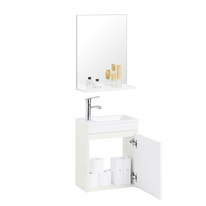 wastafelkastset - wastafelmeubel - wastafel - compact ontwerp - 41x52x25cm kast, 40x50x14cm spiegel, 27x18x8cm wastafel