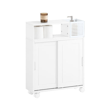 Slim Badkamer Opbergkast - Organisator - Ruimtebesparend - Verstelbare Plank - MDF & Metaal - 17cm x 69cm x 52cm