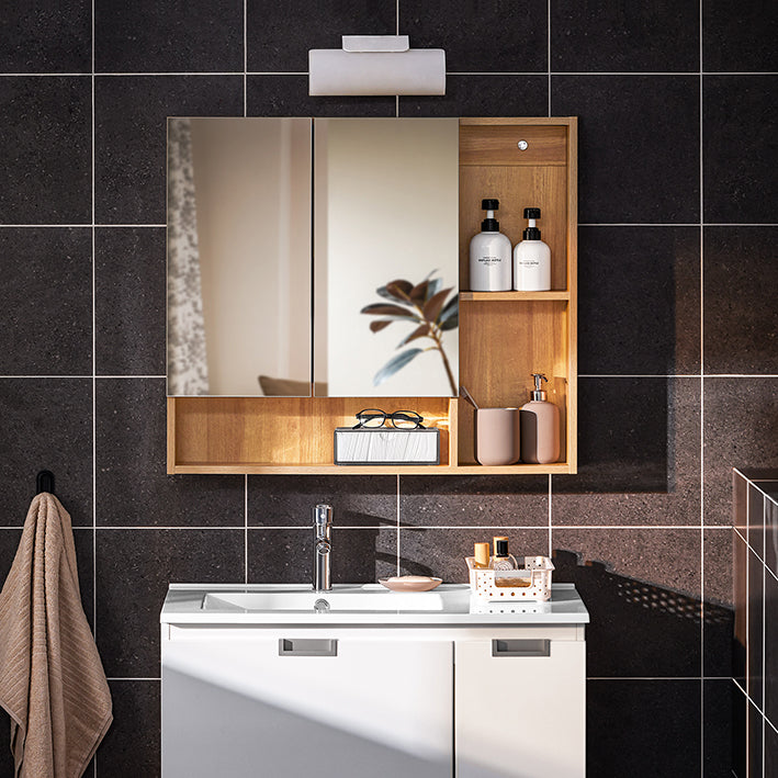 Wandkast Spiegeldeur - Wandopberger - Verstelbare Plank - Ruimtebesparend - 80x70x13cm