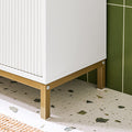Spoelbakkast - Badkamerkast - Opbergkast - Verstelbare Plank - 60x59x30cm - Klassiek Wit met Gouden Metalen Handgrepen - Modern Design