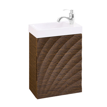 Narrow Spoelbakkast - Compact Vanity - Slank Badkamermeubel - Ruime Opbergruimte - 40x56x22cm, MDF & Keramiek