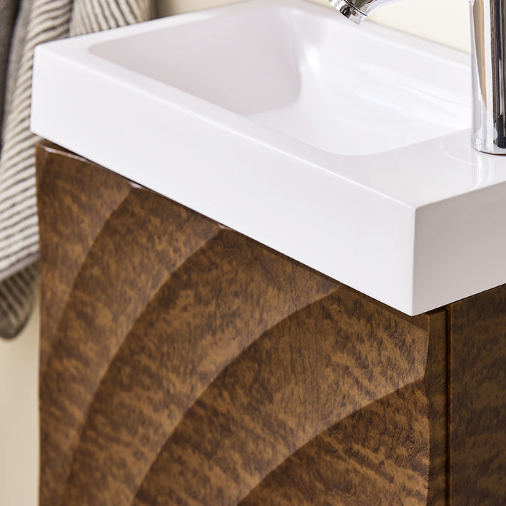 Narrow Spoelbakkast - Compact Vanity - Slank Badkamermeubel - Ruime Opbergruimte - 40x56x22cm, MDF & Keramiek