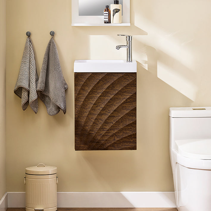Narrow Spoelbakkast - Compact Vanity - Slank Badkamermeubel - Ruime Opbergruimte - 40x56x22cm, MDF & Keramiek