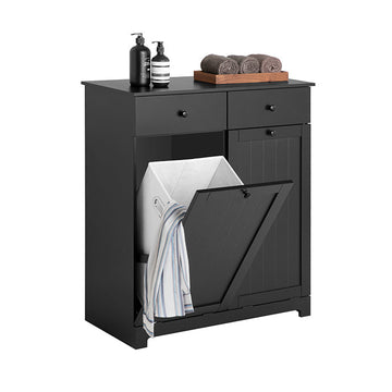 Linnenkast met waszakken - Wasverzamelaar - Wasmand - MDF-constructie - Verwijderbare zakken - Eenvoudige montage - 78 cm x 91 cm x 38 cm - Verkrijgbaar in zwart