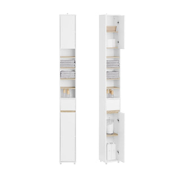 Hoge Badkamerkast - Opbergmeubel - Organisator - Veelzijdige opbergruimte - 20x180x20cm - MDF E1 Geverfd - Verstelbare Planken - Veilig en antislip
