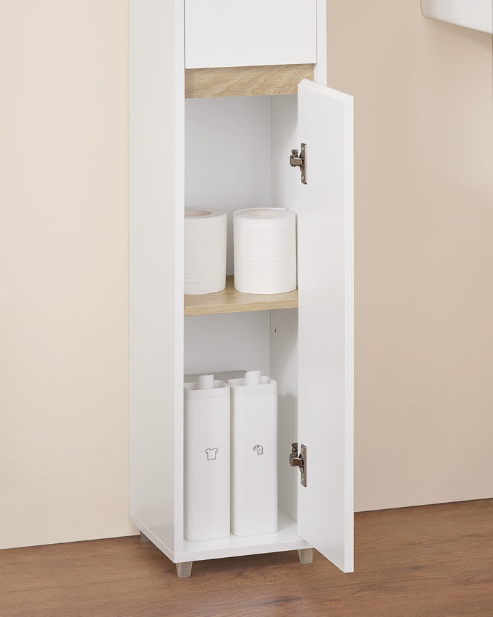 Hoge Badkamerkast - Opbergmeubel - Organisator - Veelzijdige opbergruimte - 20x180x20cm - MDF E1 Geverfd - Verstelbare Planken - Veilig en antislip