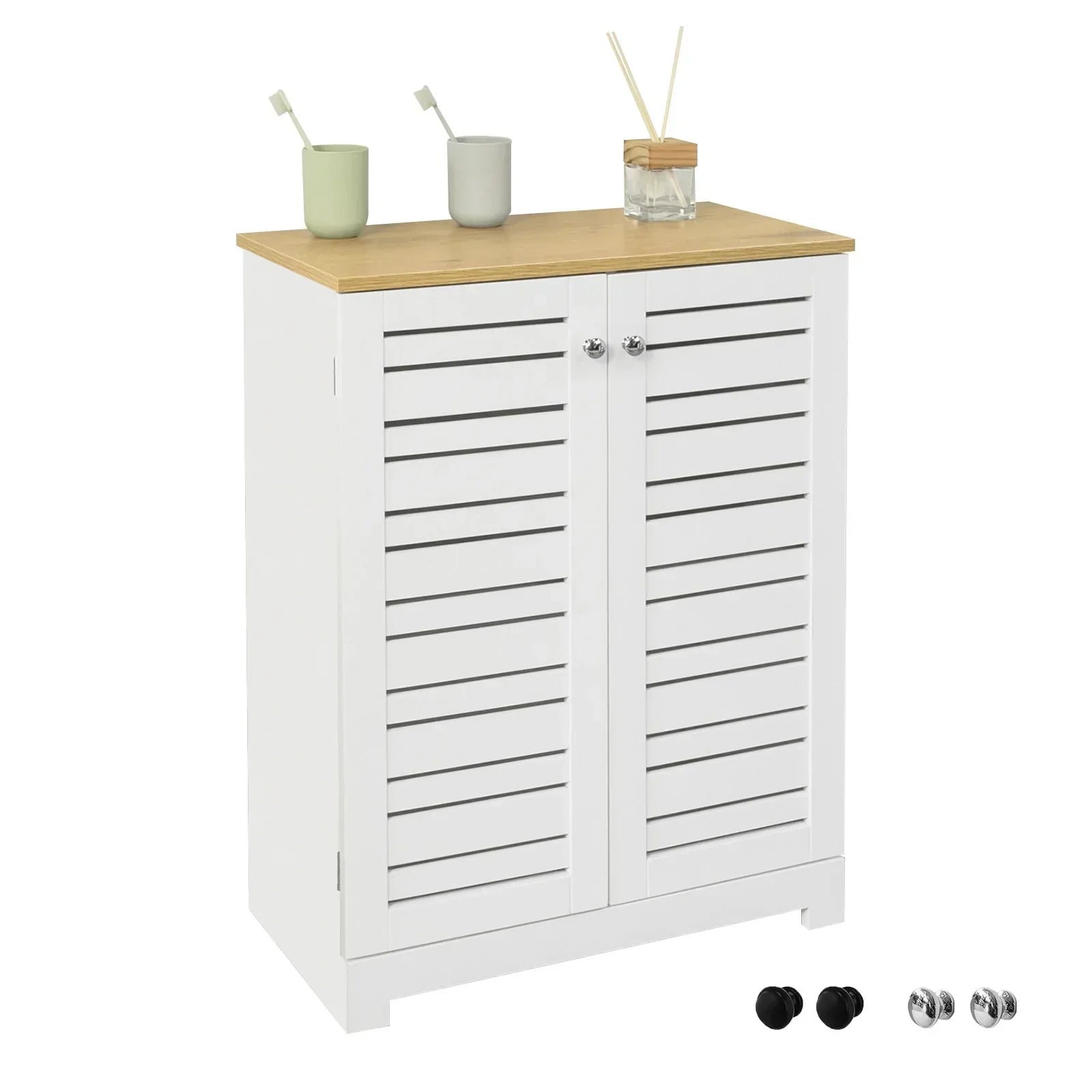 Badkamerkast - Badkameropbergkast - Kast met 2 Deuren, B60 x D30 x H82cm