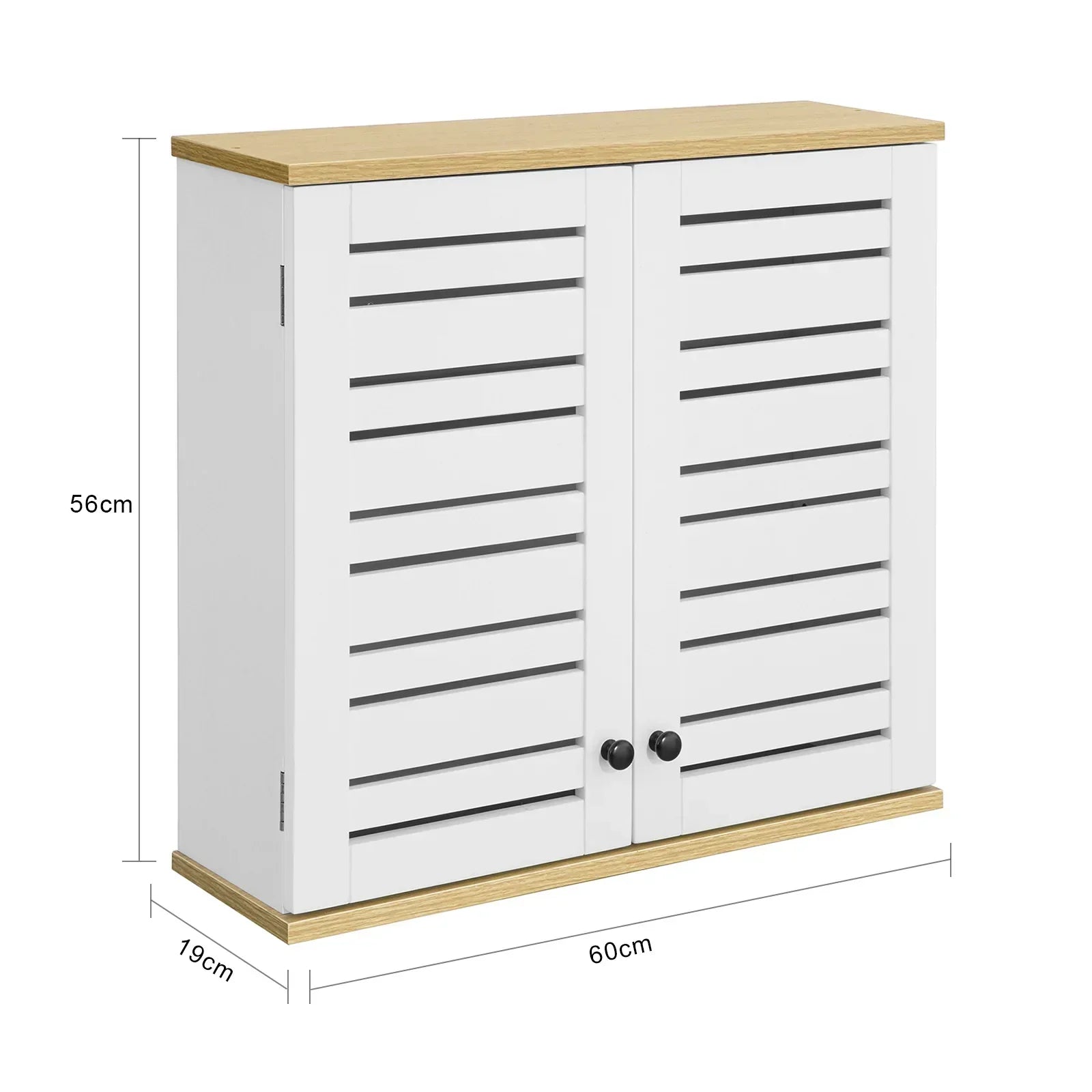 Badkamer Wandkast - Wandgemonteerde Opbergkast - Kastkast met 2 Deuren - B60 x D19 x H56cm