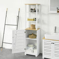 Badkamer Hoge Kast - Badkamerkast Opbergkast - Kast met 3 Planken en 1 Deur - B40 x D30 x H160cm