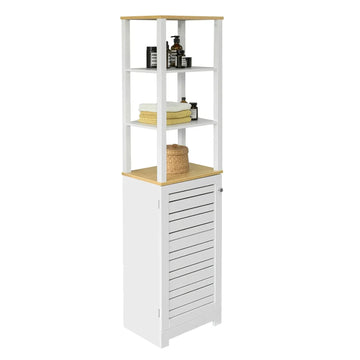 Badkamer Hoge Kast - Badkamerkast Opbergkast - Kast met 3 Planken en 1 Deur - B40 x D30 x H160cm