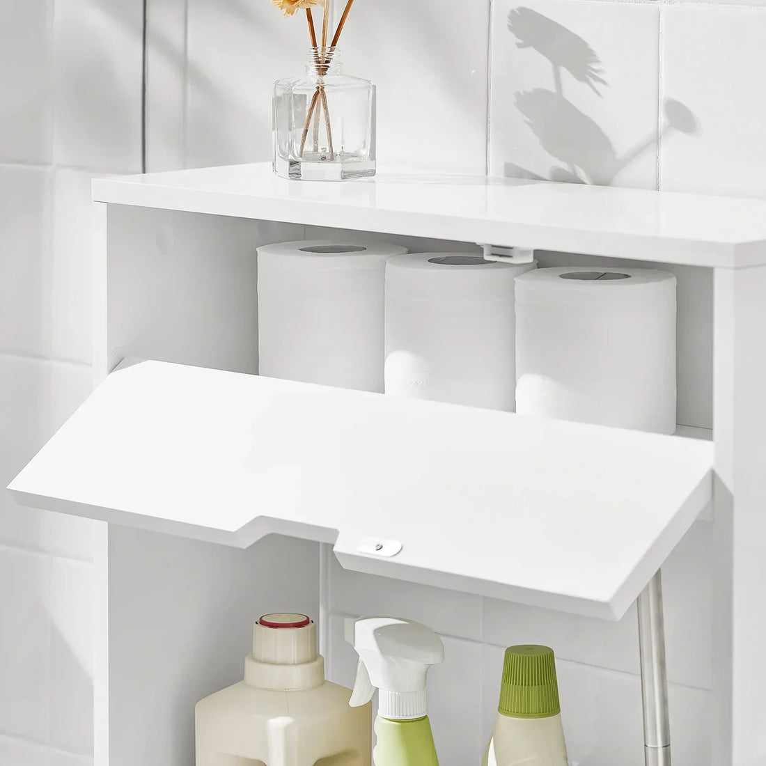 Badkamer Toiletpapierrolhouder-Badkamerplank Smalle Plank Opbergkast - B55 x D20 x H60cm