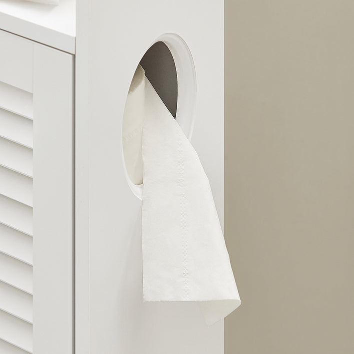 Smalle toiletpapierkast - Badkameropslag - Ruimtebesparend - Schimmelbestendig - Luchtdoorlatende lattendeur - 20 cm x 79 cm x 18 cm