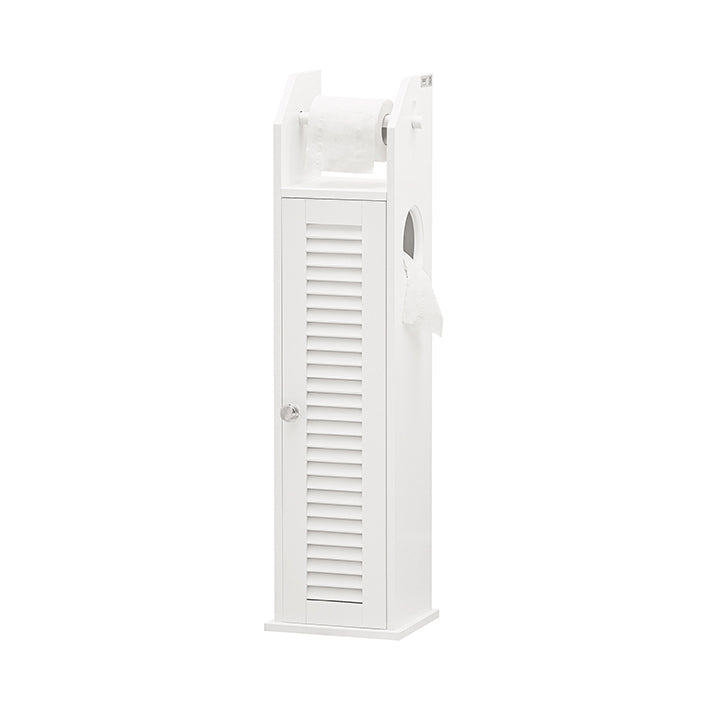 Smalle toiletpapierkast - Badkameropslag - Ruimtebesparend - Schimmelbestendig - Luchtdoorlatende lattendeur - 20 cm x 79 cm x 18 cm