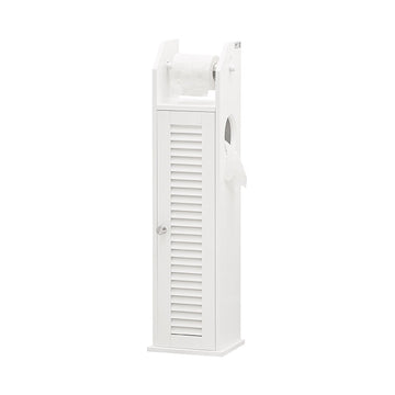 Smalle toiletpapierkast - Badkameropslag - Ruimtebesparend - Schimmelbestendig - Luchtdoorlatende lattendeur - 20 cm x 79 cm x 18 cm