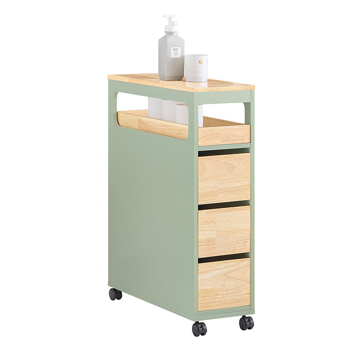 Rolling Storage Cart - Bamboe Keukentrolley - Mobiele Organisator - MDF - 24cm x 82cm x 65cm - Ideaal voor smalle ruimtes
