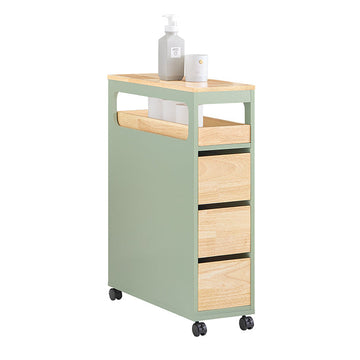 Rolling Storage Cart - Bamboe Keukentrolley - Mobiele Organisator - MDF - 24cm x 82cm x 65cm - Ideaal voor smalle ruimtes