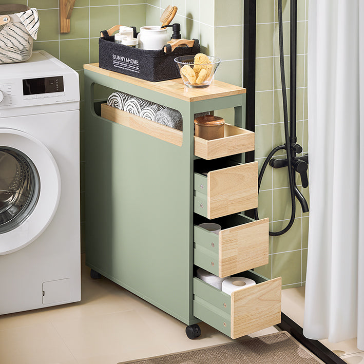 Rolling Storage Cart - Bamboe Keukentrolley - Mobiele Organisator - MDF - 24cm x 82cm x 65cm - Ideaal voor smalle ruimtes