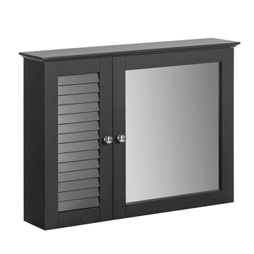 Badkamerspiegelkast - Wandkast met spiegeldeur - Ruimtebesparende opslag - Verstelbare planken, schimmelpreventie, luchtdoorlatende lamellen - MDF-constructie - 65 cm x 49 cm x 15 cm