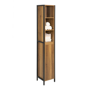 Hoog Badkamermeubel - Opbergorganisator - Badkamerplank - Vintage Design - Stevig metalen frame - Muurverankering - Verstelbare voeten - 30 cm x 168 cm x 28 cm