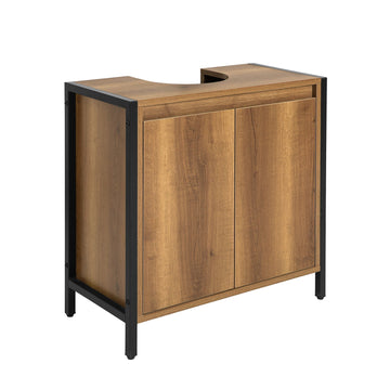 onderkast voor wastafel - badkamerkast - opbergruimte voor wastafel onder de spoelbak - verstelbare poten - sifonuitsparing - ruime opbergruimte met 2 deuren en 1 plank - PB(E1) en metalen frame - 60 cm x 60 cm x 30 cm