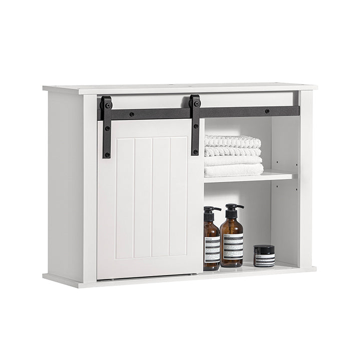 Badkamerkast met schuifdeur - Wandkast - Verstelbare Planken - MDF en Metaal - 68cm x 48cm x 20cm