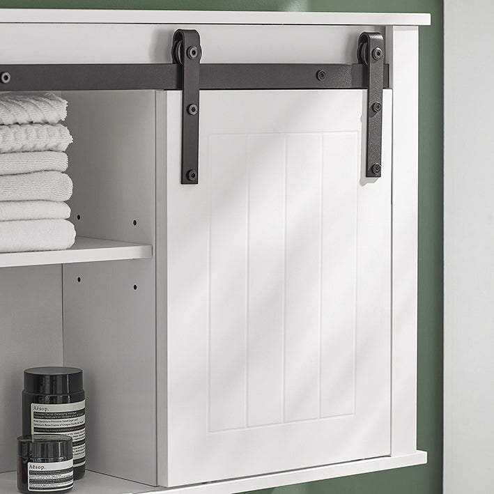 Badkamerkast met schuifdeur - Wandkast - Verstelbare Planken - MDF en Metaal - 68cm x 48cm x 20cm
