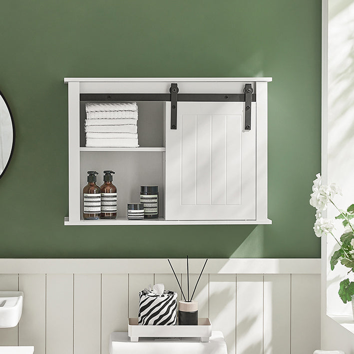 Badkamerkast met schuifdeur - Wandkast - Verstelbare Planken - MDF en Metaal - 68cm x 48cm x 20cm