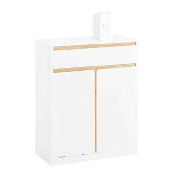 Waskast met Waszak - Wasverzamelaar - Badkamermeubel - MDF en Rubberhout - Kantelbeveiliging - Flexibele opslag - 71cm x 33cm x 85cm