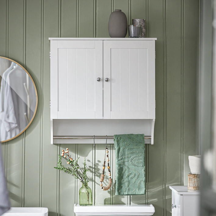 Badkamer Wandkast - Medicijnkastje - Opbergkast - Verstelbare Plank - Magnetisch Slot - Handdoekhouder - 60cm x 60cm x 30cm