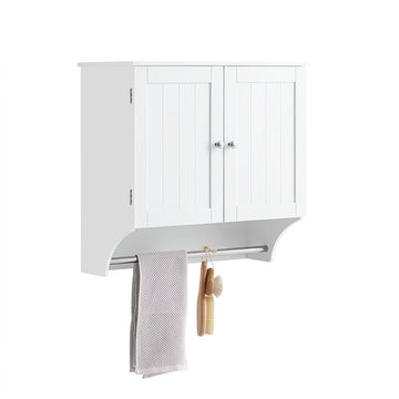 Badkamer Wandkast - Medicijnkastje - Opbergkast - Verstelbare Plank - Magnetisch Slot - Handdoekhouder - 60cm x 60cm x 30cm