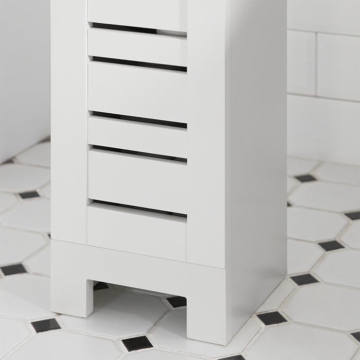 Small Toilet Paper Cabinet - Badkameropslag - Ruimtebesparend - MDF-constructie - Schimmelbestendig - Luchtdoorlatende latten - 20 cm x 79 cm x 18 cm