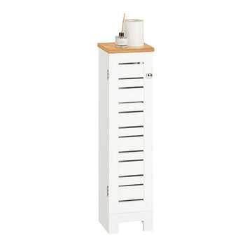 Small Toilet Paper Cabinet - Badkameropslag - Ruimtebesparend - MDF-constructie - Schimmelbestendig - Luchtdoorlatende latten - 20 cm x 79 cm x 18 cm