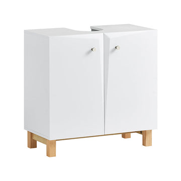 wastafelonderkast - badkamerkast - opbergruimte onder de gootsteen - verstelbare plank - anti-tipveiligheid - MDF-constructie - 60 cm x 60 cm x 30 cm