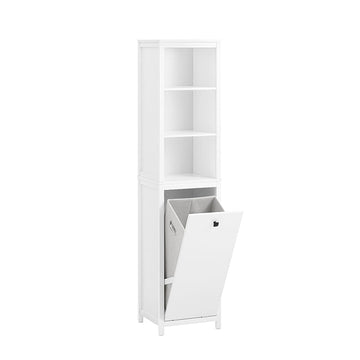 Badkamer Hoge Kast - Linnenopberger - Badkamerorganizer - MDF E1 PB E1 - 40kg Draagvermogen - 40x173x35cm - Wandmontage
