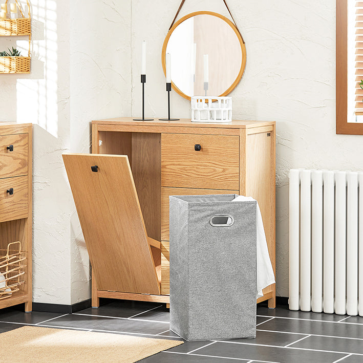 Waskast met uitklapbare waszak - Badkamerkast - Wasmand - Vochtbestendige voetkussens - Drie opbergladen - Flexibel sorteren - 80 cm x 90 cm x 35 cm