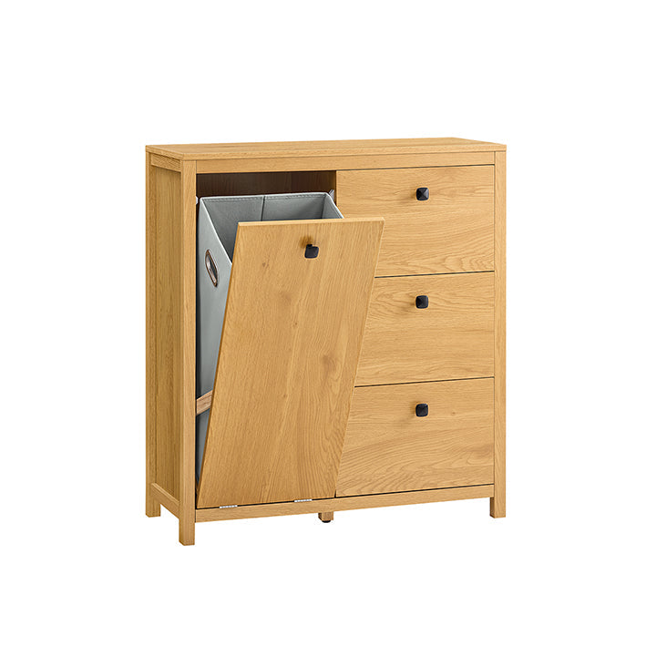 Wasmandenkast - Linnenopberger - Sorteervakken - Vochtbescherming - 80cm x 90cm x 35cm - WitGrijsGeel