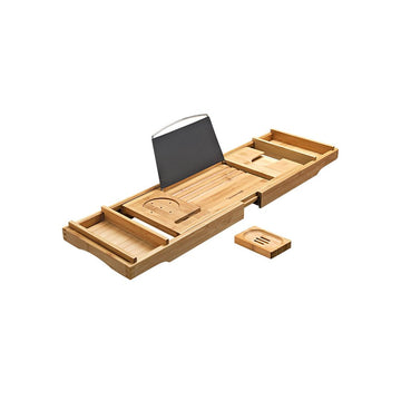 Bamboe badplank uitschuifbaar - luxe baden - 75-109 x 4,5 x 23 cm