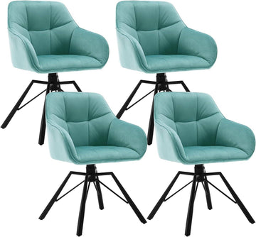 Draaibare eetkamerstoelen met armleuningen 4-delige set | Turquoise | 58,5x54,5x82,5 cm