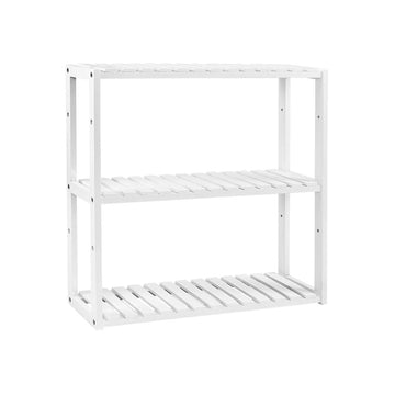 Bamboe badkamerrek met 3 niveaus - wit - 60 x 54 x 15 cm