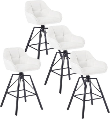 Draaibare barstoel 4 stuks met voetensteun | Crème/donkergrijs/zwart | 51x53x94,5 cm