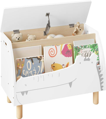 Speelgoedkist kinderzitbank met opbergruimte en deksel | Wit | 60x44x30 cm