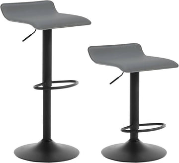 Set van 2 verstelbare barstoelen van kunstleer | Grijs | 38,5x39x62-84 cm