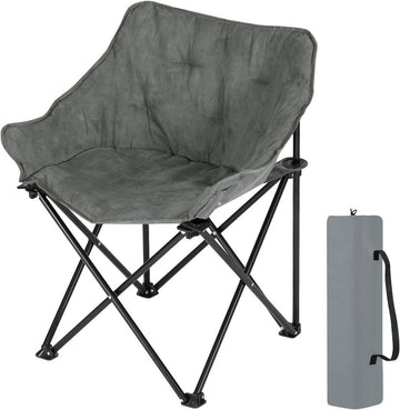 Opvouwbare campingstoel met kussening | Donkergrijs | 63x44,5x73,5 cm