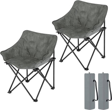 Opvouwbare campingstoelenset 2 stuks, gewatteerd | Donkergrijs