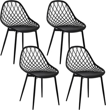 Eetkamerstoelen 4-delige set met holle rugleuning en metalen poten | 52x53x83,5 cm