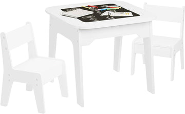 Kindertafel met 2 stoelen en opbergruimte | Wit | 60x60x49 cm
