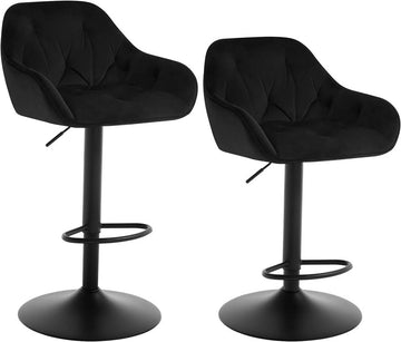 Barhocker draaibaar met armleuningen en voetsteun 2 stuks | Zwart | 37x37,5x84 cm
