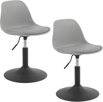 Set van 2 verstelbare barkrukken met rugleuning | Grijs | 41x39x61-73 cm