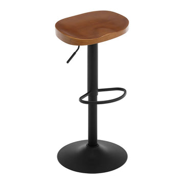 Houten barkruk met zadelzitting en voetsteun | 41,5x31,5x60-81 cm